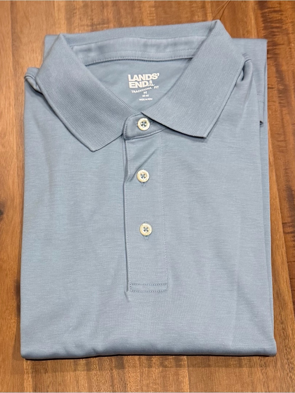 Lands' End Men's Soft Sky Blue Supima Cotton Polo